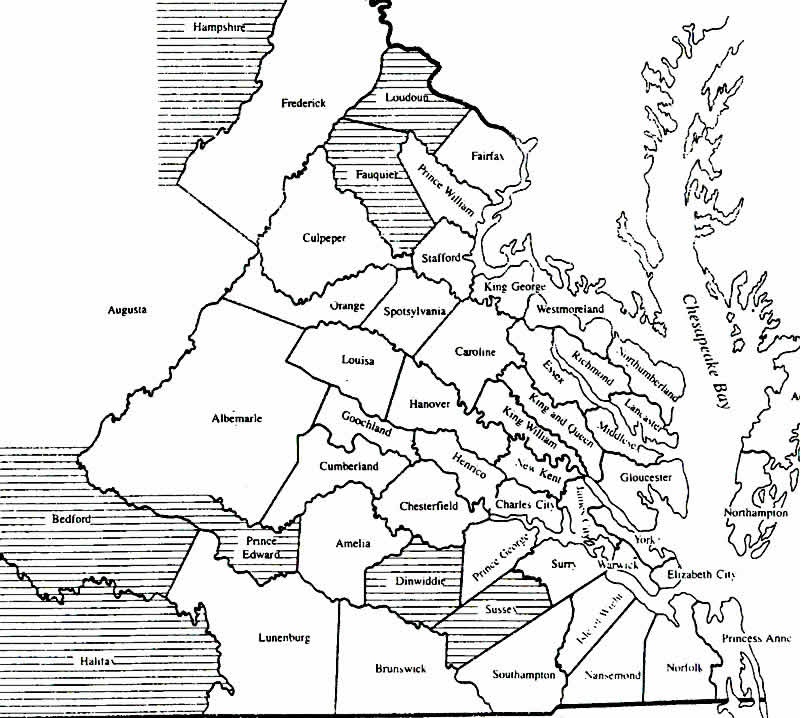 Map of Virginia 1751 - 1760